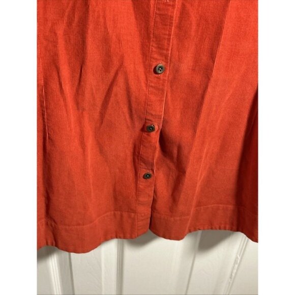 J. Jill Top Womens Large Button Front Shirt Corduroy  Red/Orange Shirt - Picture 3 of 5